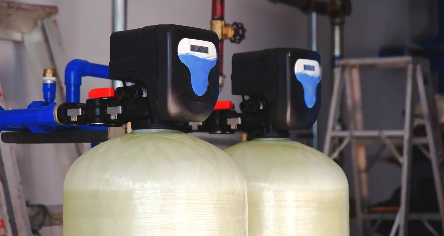 A newly installed water softening a filtration system.